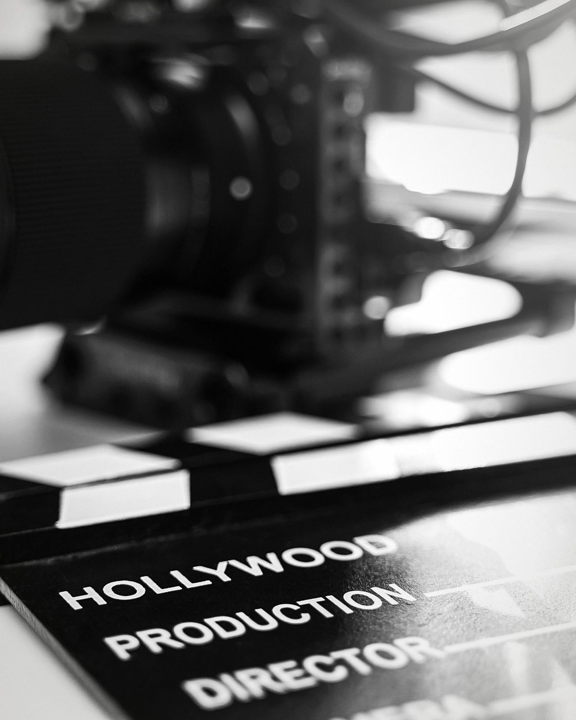 A film industry clapperboard and slate on set