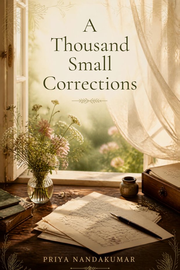Book cover design for A Thousand Small Corrections by Priya Nandakumar