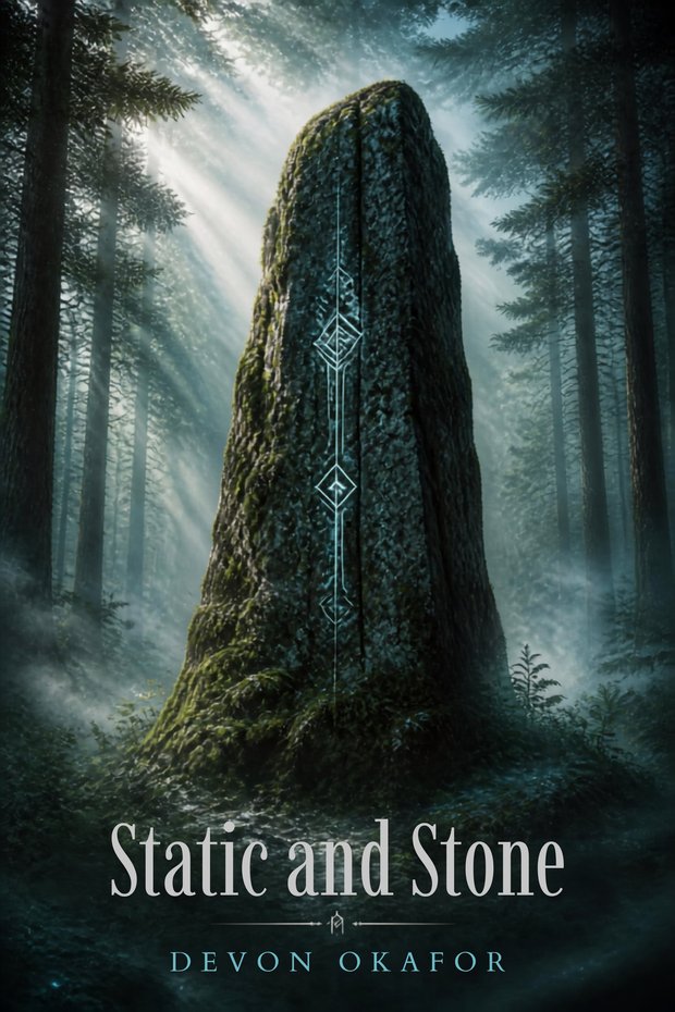 Book cover design for Static and Stone by Devon Okafor