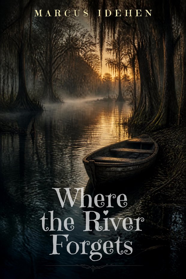 Book cover design for Where the River Forgets by Marcus Idehen