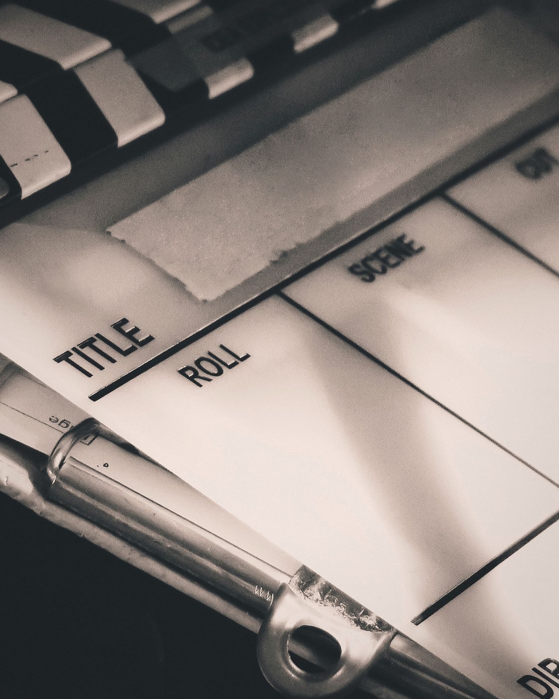 A film industry clapperboard and slate on set